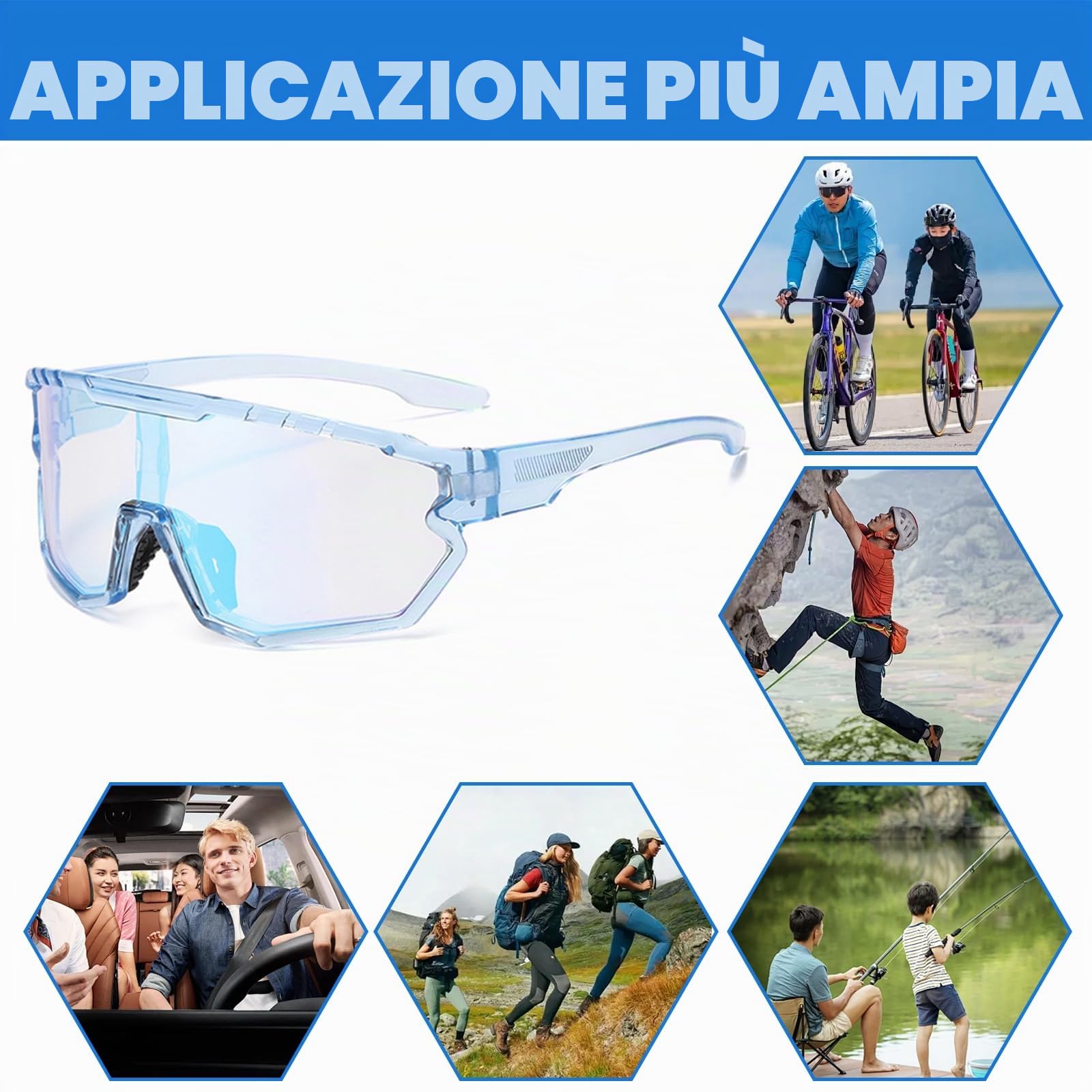 Fotocromatici Occhiali Da Ciclismo con TR90 Occhiali Da Sole Sportivi Donne Uomini UV400 PC Lenti Trasparenti