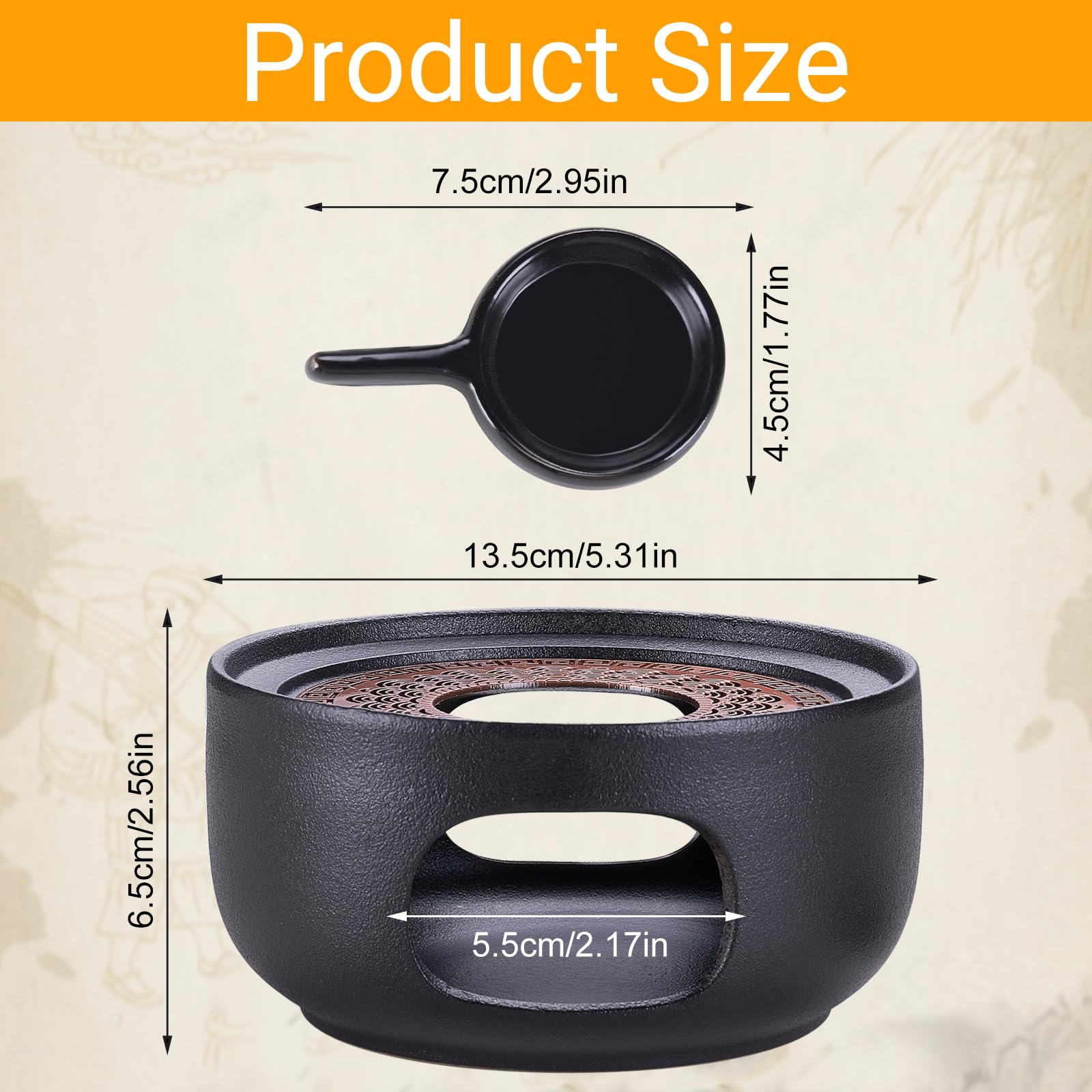 Stövchen für Teekanne Keramik, Teewärmer mit Teelichthalter, Porzellan Teekannenwärmer, Kaffeewärmer Teestövchen für Tee, Kaffee und Milch - Schwarz (Ohne Kerze)