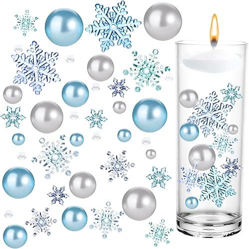 lasuroa 106 piezas de relleno de jarrón de Navidad, perlas flotantes con 7000 cuentas de relleno de jarrón de Navidad para decoración de mesa en el