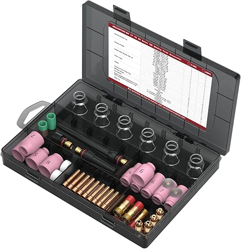 Miniatura 2 de ARCCAPTAIN TIG Kit de accesorios de soplete de soldadura 71 unids boquilla de alúmina Collets Cuerpo Stubby Gas Lens #12 Copa de vidrio consumibles