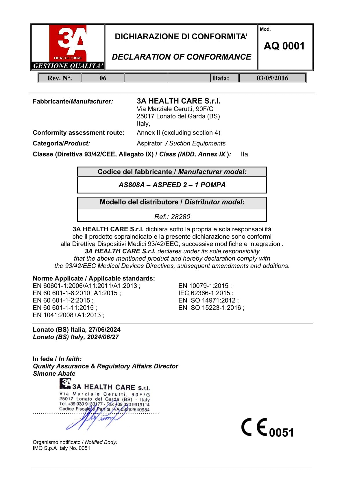 Gima 28280 quirúrgico aspirador Aspeed 2 único con bomba, 230 V