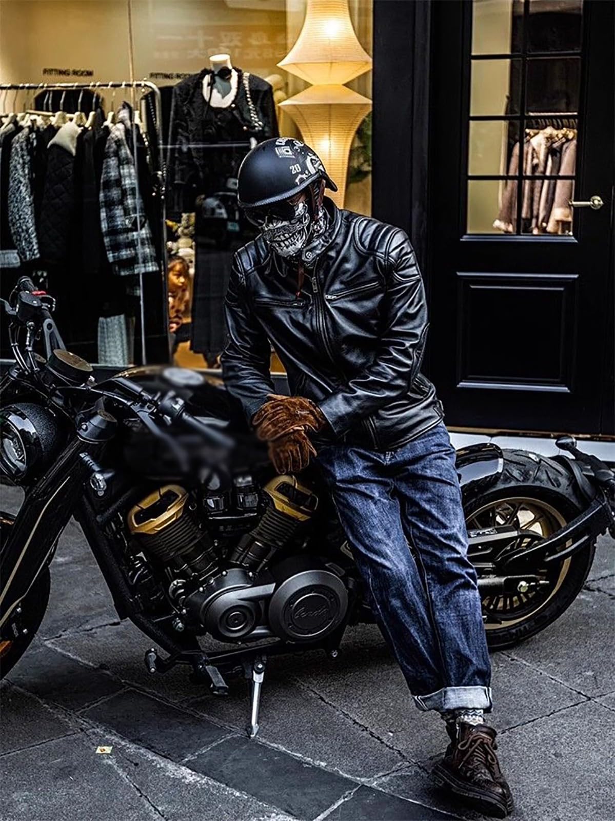 Kask typu jet retro dla dorosłych (mężczyzn i kobiet), ECE 22.06, kask do cruiser, motoroweru i skutera z wizjerem