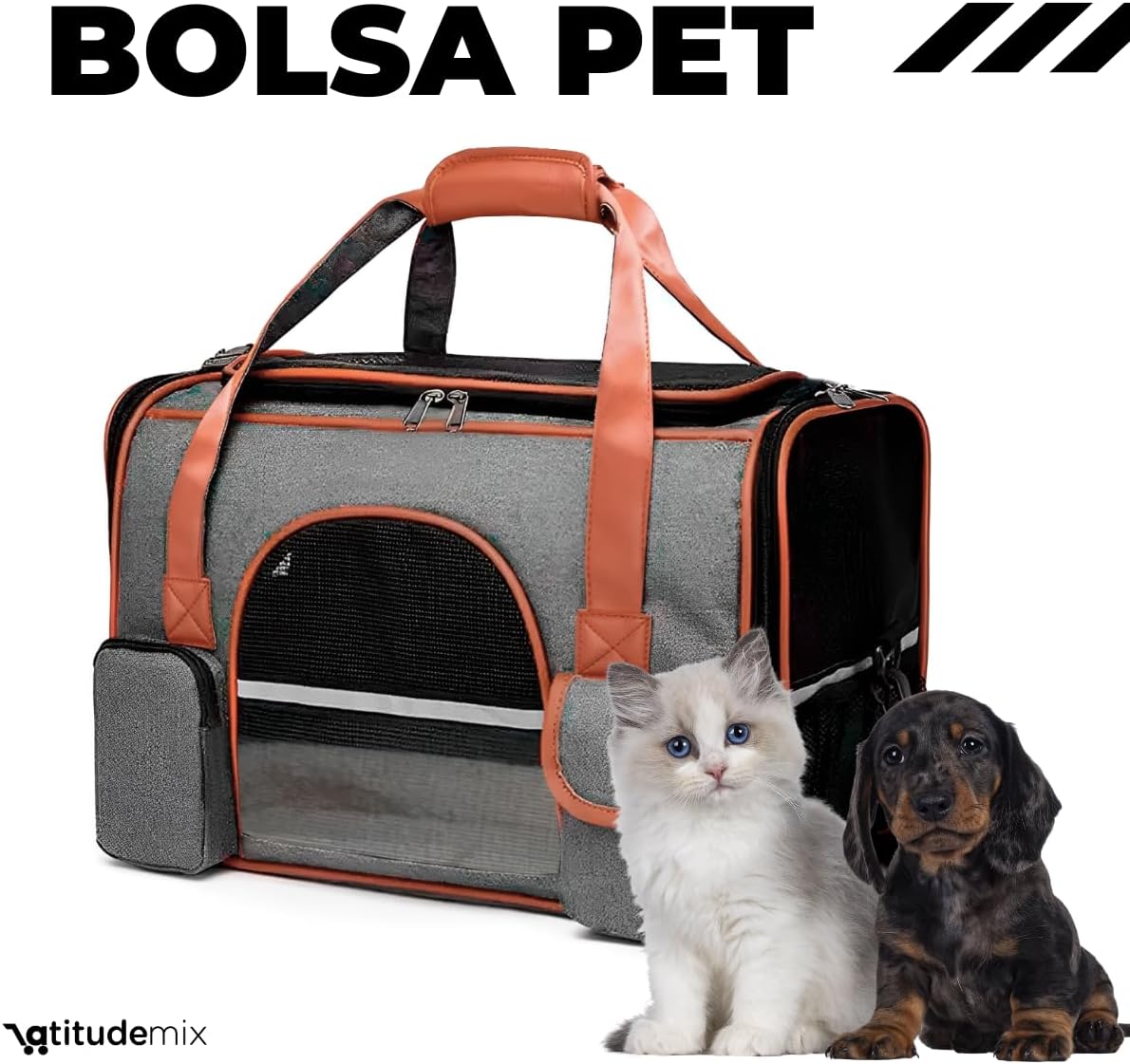 Bolsa Pet Transporte Viagem Mala Avião Luxo Cães E Gatos (preto)