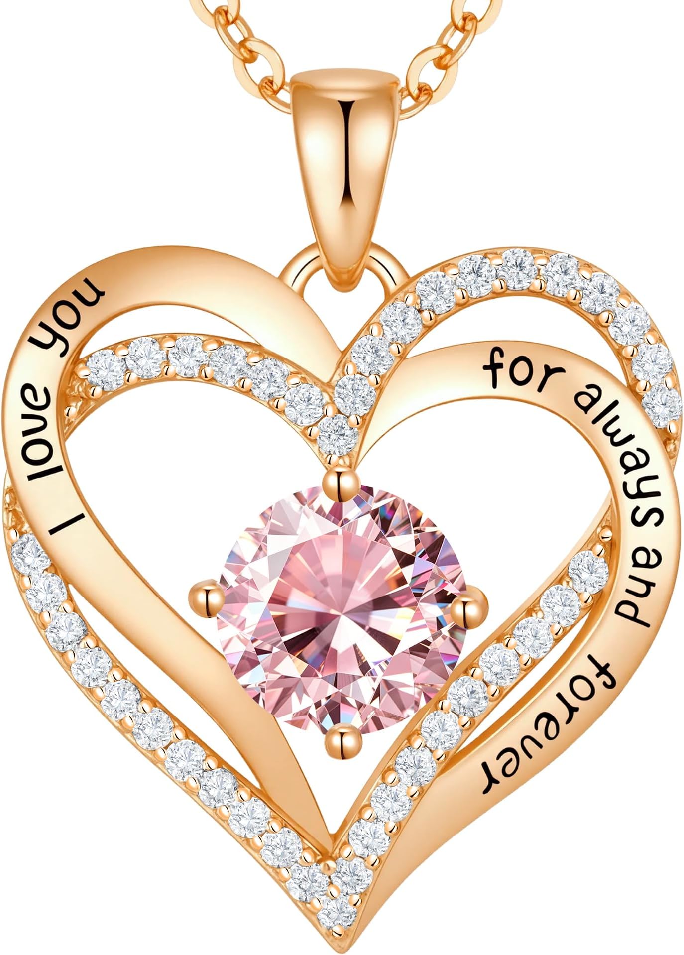 Necklaces for Women Birthstone Pendant Sterling Silver Love Heart