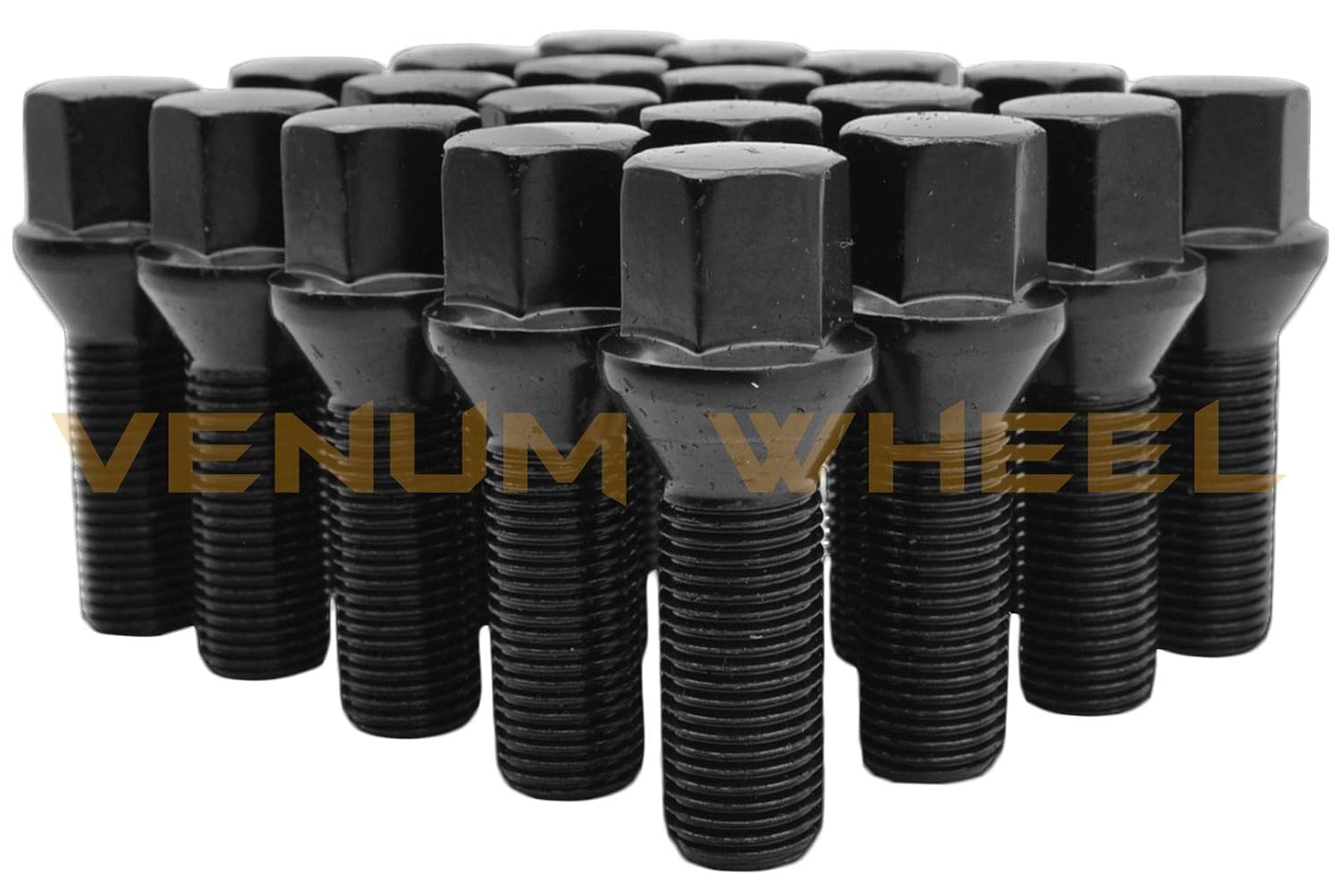 Complete Set of M12x1.25 Black Powder Coated Tapered Conical Seat Lug Bolts 33 MM Extended Shank Length Compatible with Jeep Fiat Dodge Chrysler Alfa Romeo Factory & Aftermarket Wheels