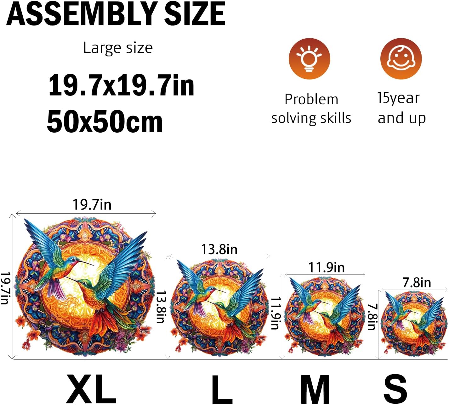 Jigfoxy Wooden Puzzles for Adults, Hummingbird Wooden Jigsaw Puzzles, Unique Animal Shape Puzzles, Christmas Thanksgiving Gifts for Family Friend(XL-19.7 * 19.7in-670psc)
