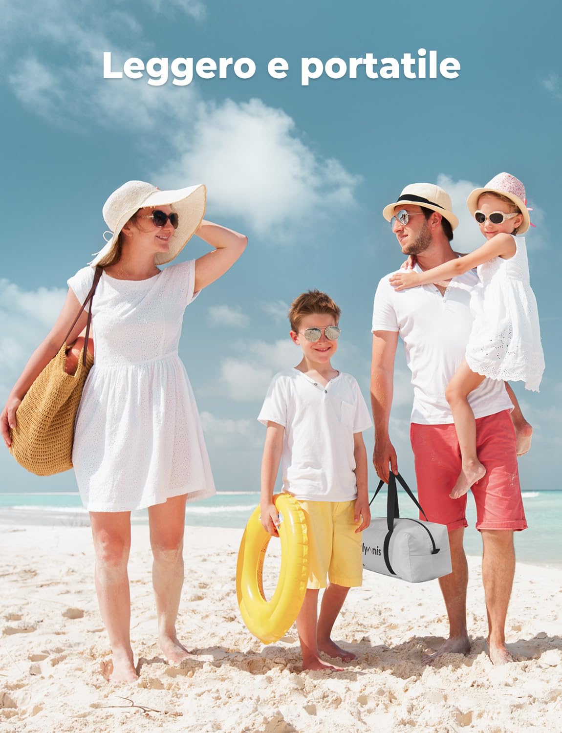 Glymnis Tenda da Spiaggia Grande Adatta a 3-4 Persone, Tenda da Spiaggia Portatile con Cerniera, Leggera Tenda Sole Spiaggia con Dimensioni di 220 x 180 x 125 cm, Facile da Montare, UPF 50+