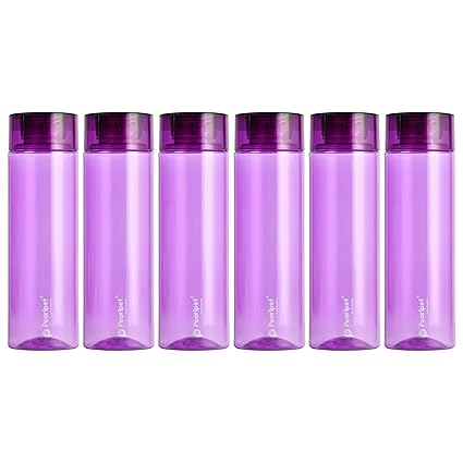 PEARLPET BPA-free Plastic Water Bottle Set of 6 Pcs, Each 1000ml, Purple