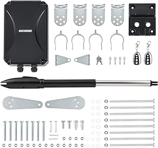 CO-Z Motorisation Portail Battant 220V/24V Unique Bras pour 1 Vantail Jusqu'à 300KG 5,5M avec 2 Télécommandes Moteur DC Automatisme à Vérins Télescopique Alimentation Solaire ou Batteries