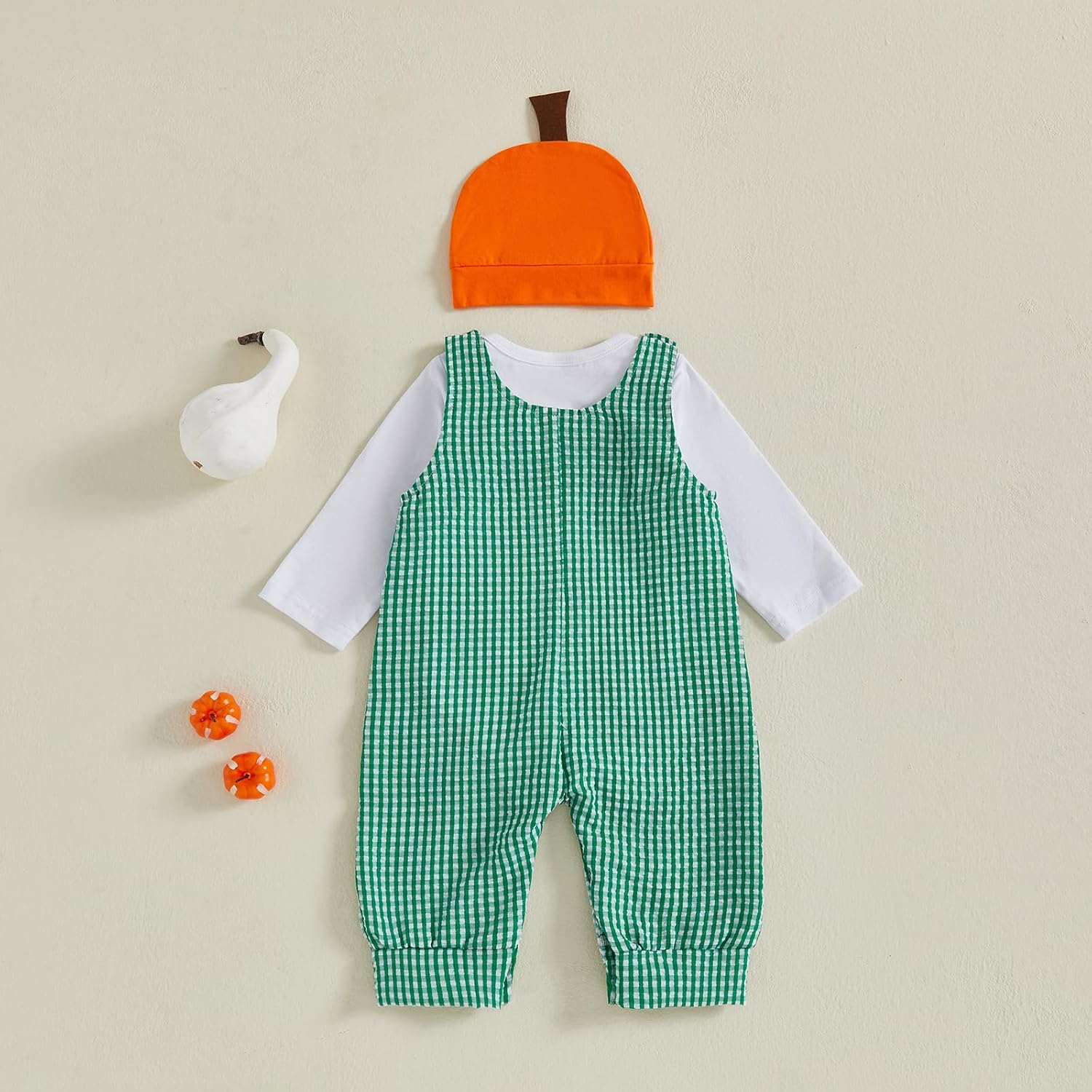 BeQeuewll Baby Boy St Patricks Day Outfit Newborn Romper+Plaid Shamrock Overalls+Hat 3Pcs Babys First St Patricks Day Outfit