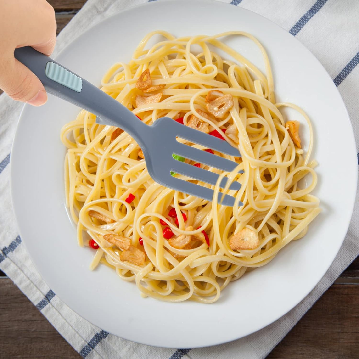 Silicone Kitchen Pasta Server Fork for Cooking and Stirring