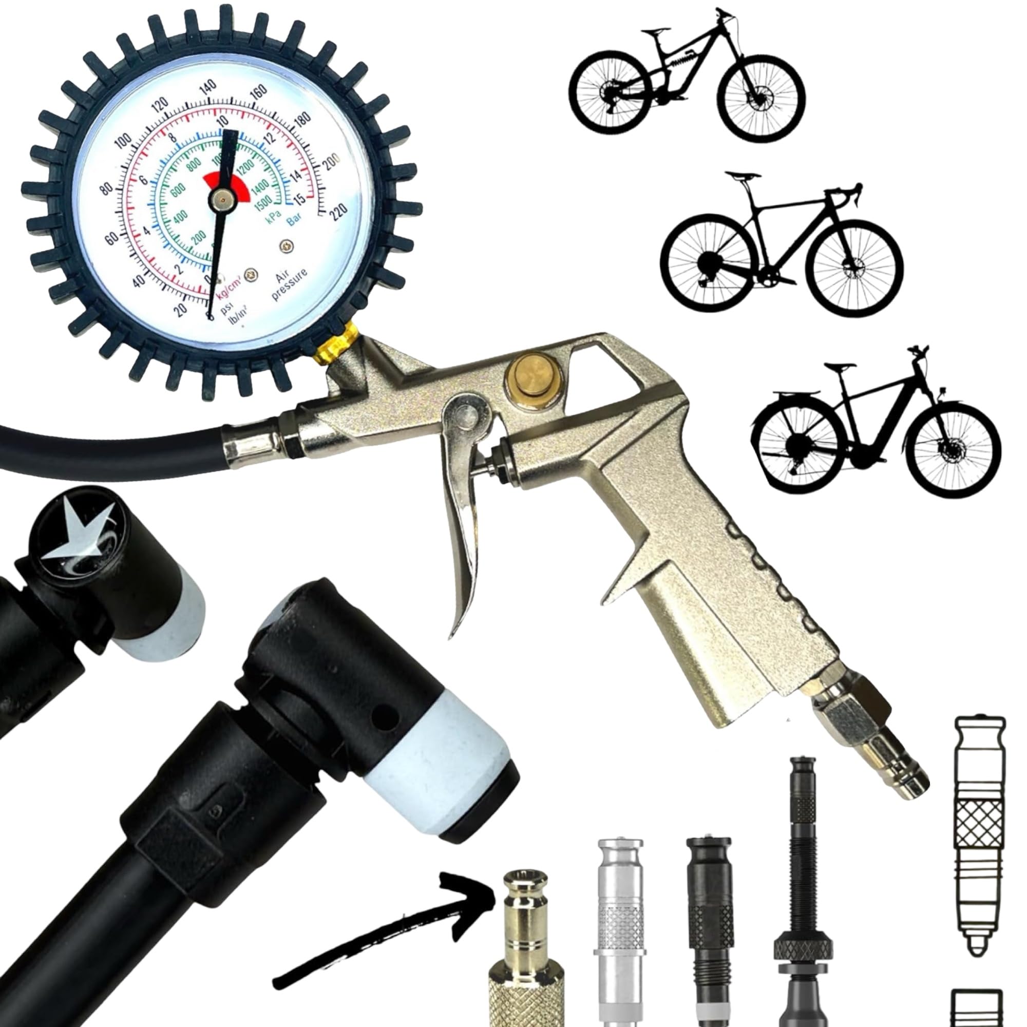 F26 Fahrrad Reifenfüller mit Manometer, SKS Clik Valve Anschluss