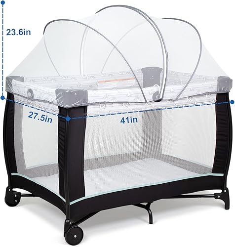 Miniatura 6 de Mosquitera para Pack n Play Playard Tent Cover para mantener a los gatos fuera (blanco)