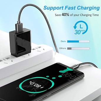 for iPhone 16 Charger Cable, USB C to USB C Cable, Charging Cord Type C for iPhone 15 Pro Max Plus, for Samsung Galaxy S24 S23 S22 S21,A54 A53,Tab A9,Z Flip Fold 5 4 (Grey, 2 Meter)