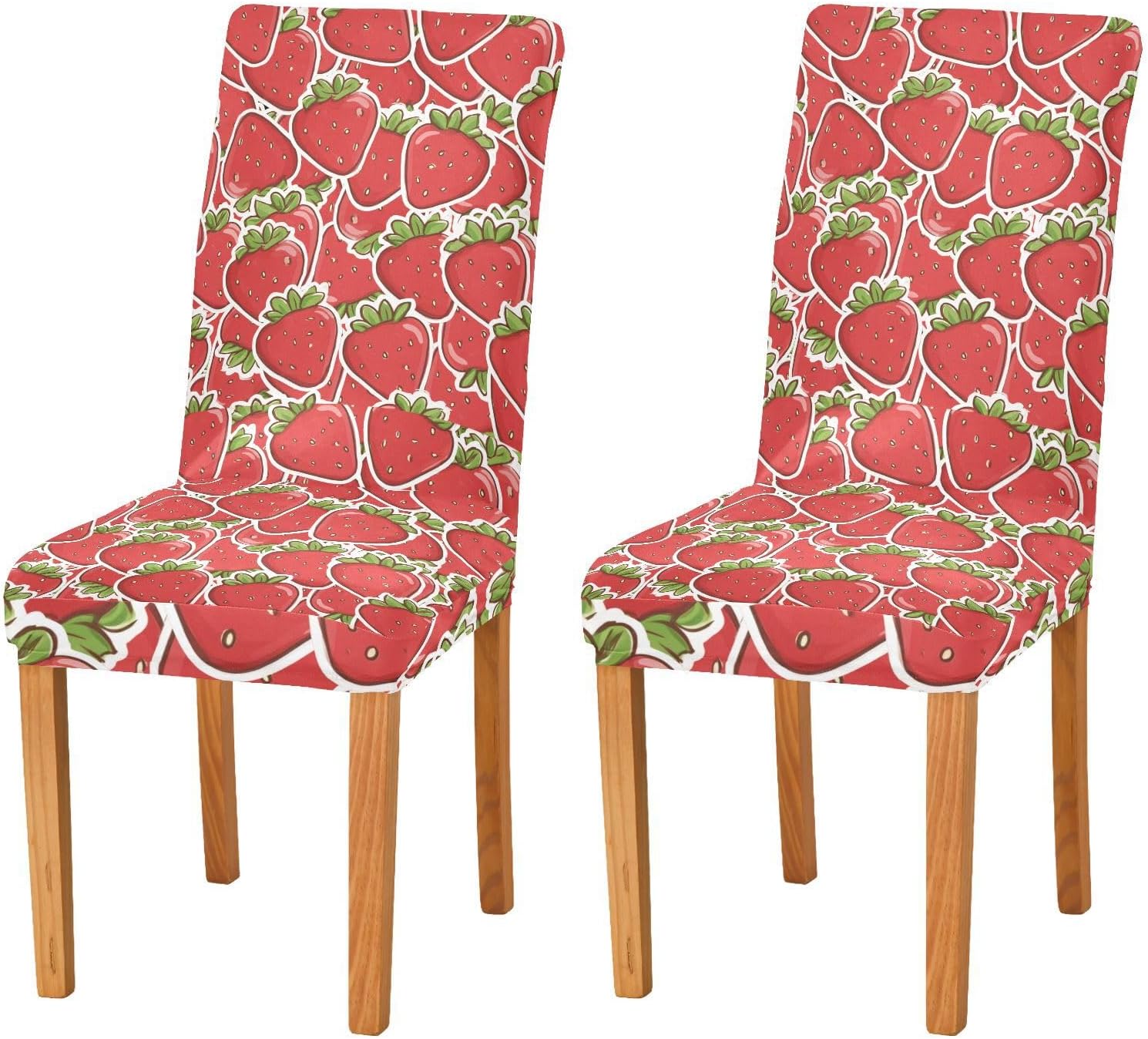 ALAZA Chair Covers for Dining Room, Red Strawberry Pattern Stretch Chair Cover Sets Chair Protector Removable Washable for Ktichen Restaurant Hotel