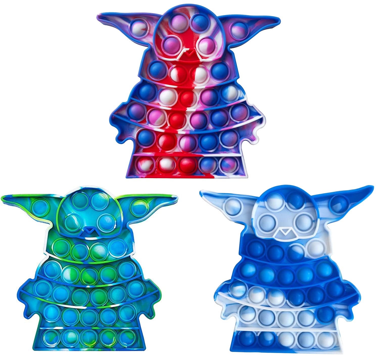 Generic BabyYoda Pop It Sensory Fidget Push Pop Sound Bubble Sensory Fidget for Kids Silicone Sensory Popper Learning Toys and Stress Relief Educational for Toddlers (1 Pack of Multicolor)