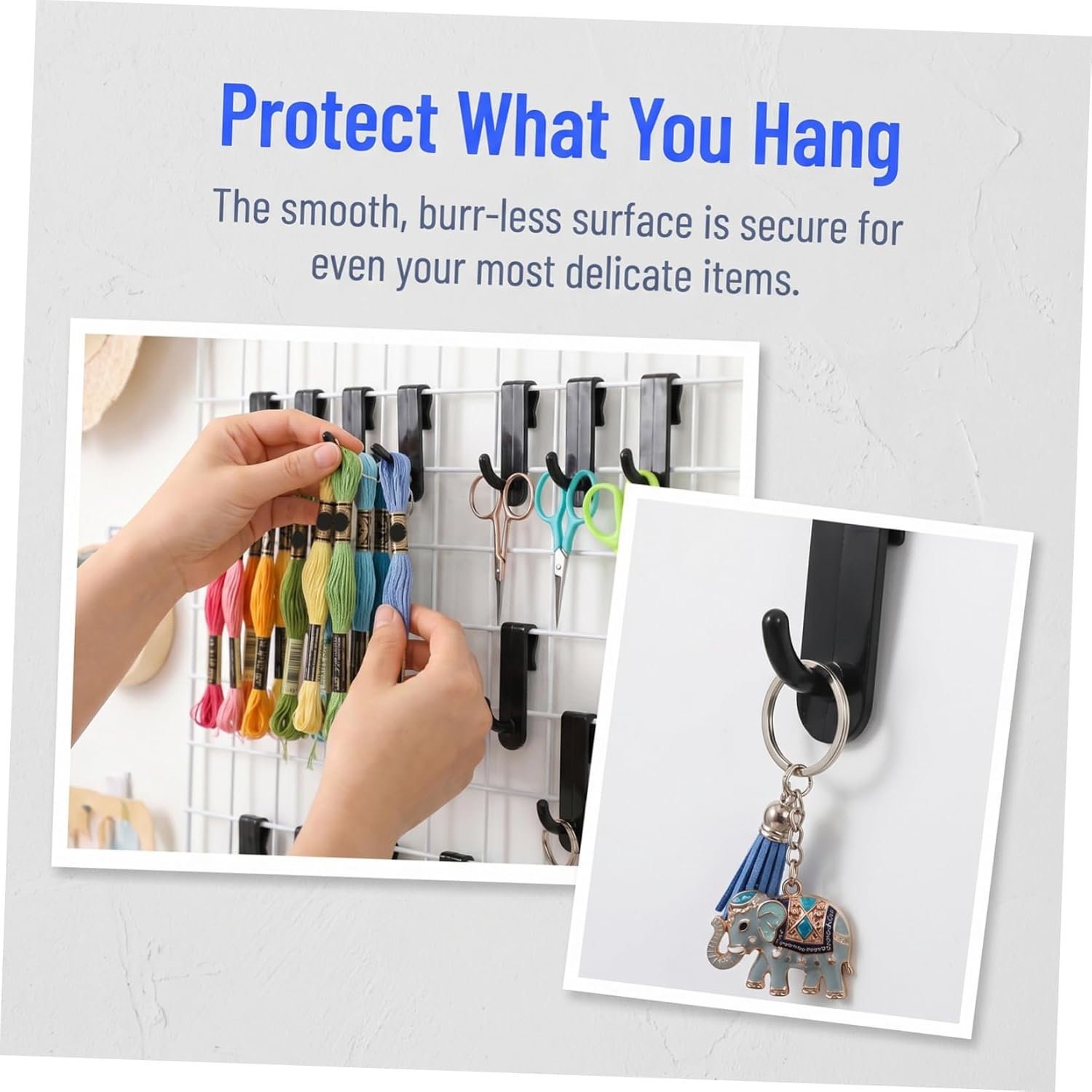 Yardwe 35pcs Grid Wall Hooks for Wire Shelving, Plastic Black Utility Hooks Smooth Burrfree Surface and Effortless Adjustability, Sturdy Display Wall Hangers for Retail Shelves