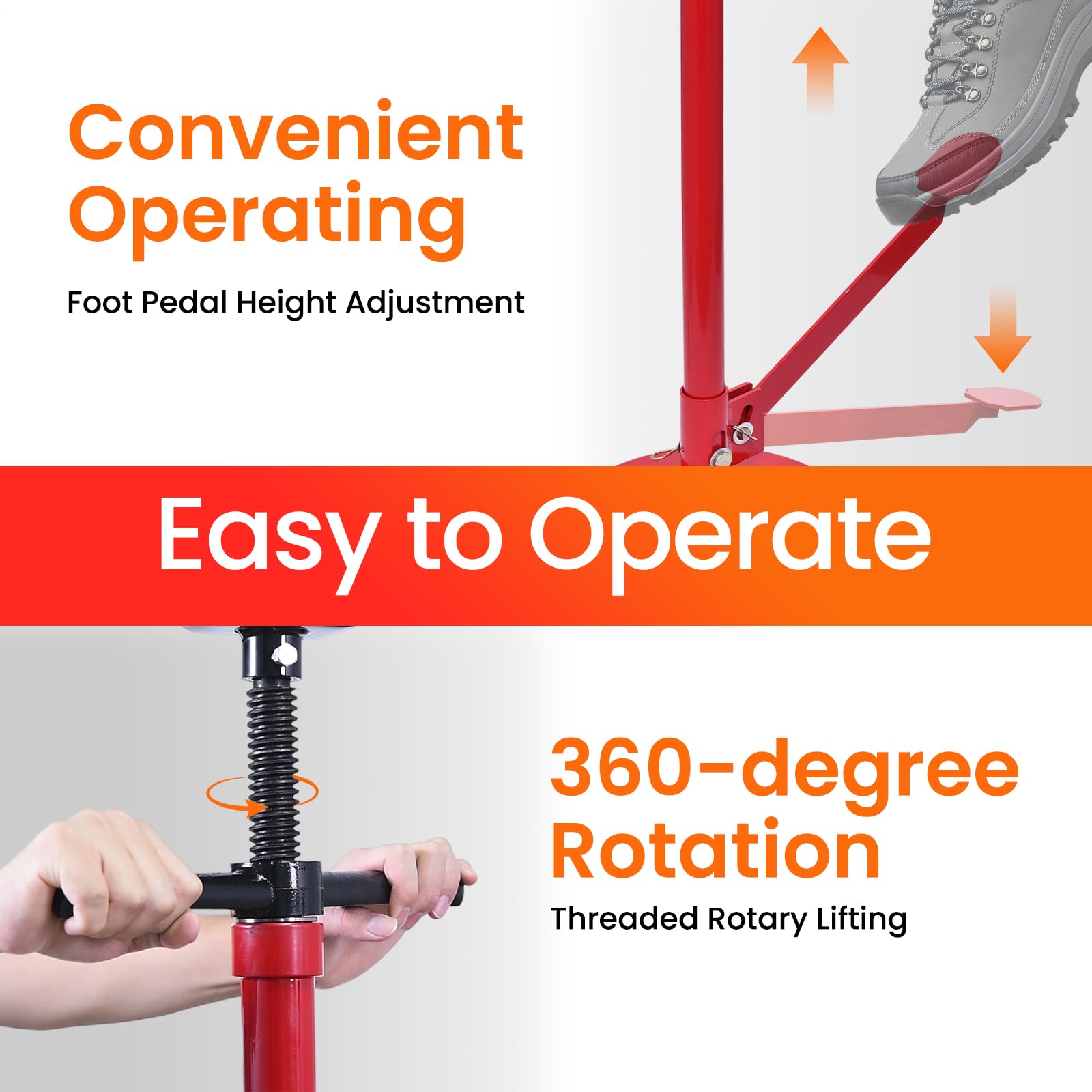 Supporto meccanico 750 kg | Supporto da officina regolabile in altezza con mandrino a vite | sollevatore per ingranaggi 133 – 200 cm altezza di sollevamento | base rotonda 30 cm in acciaio | per