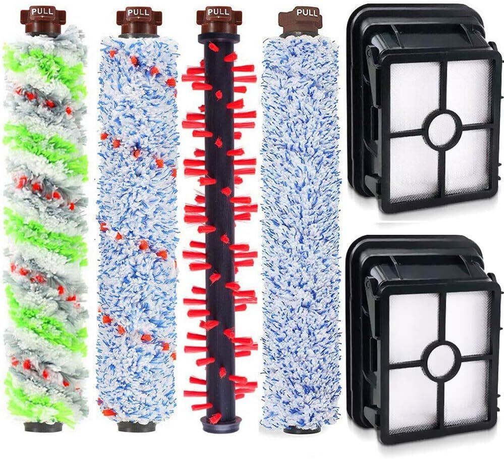 Replacement Kit for Bissell Crosswave. 4 Roller Brushes + 2 Filters. Compatible with 1866 1868 1926 2306