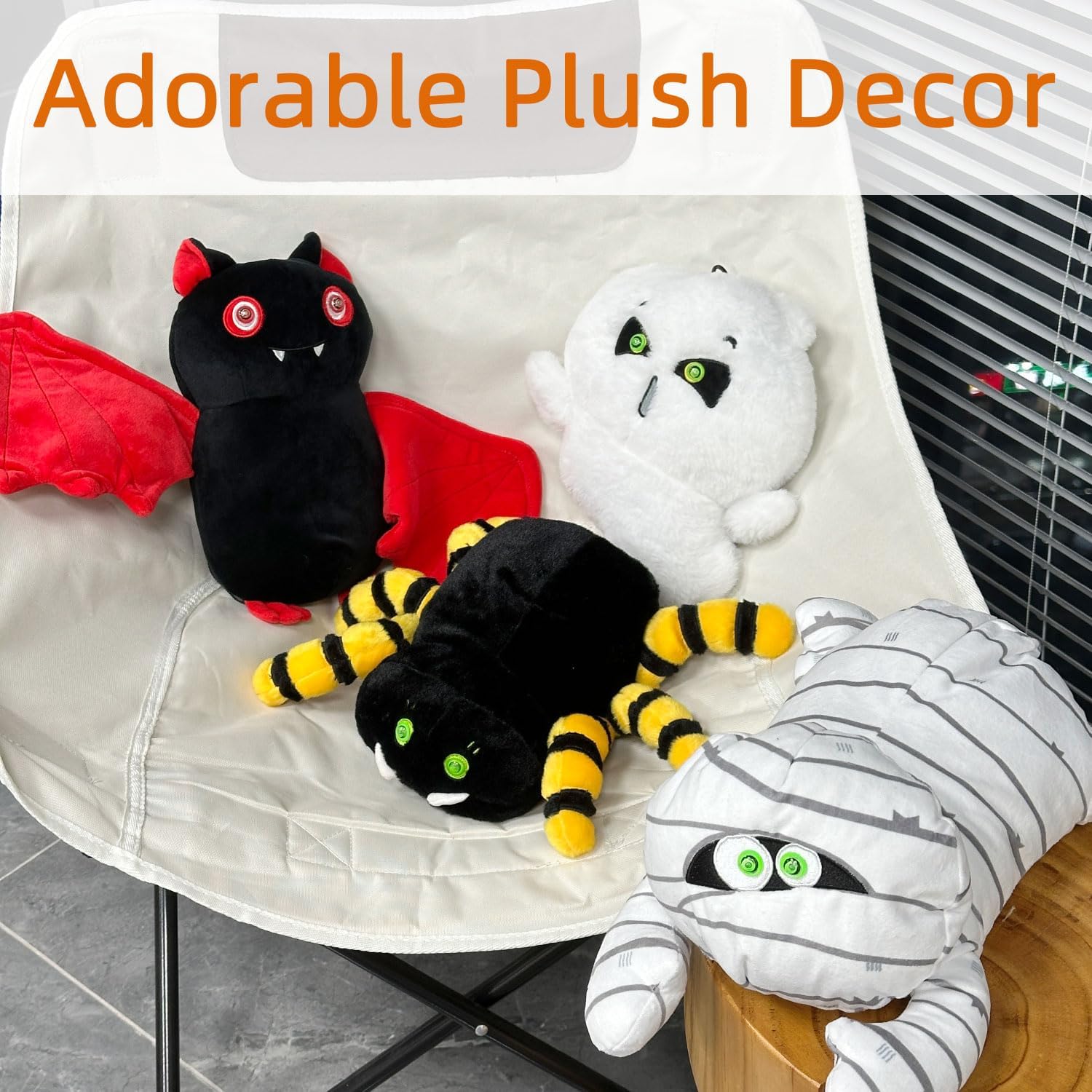 SUNLIN Interactive Halloween Bat Cute Soft Plush Toy for Adults & Kids 3+, Touch & Sound Activated Prank with Sound & Glowing Eyes, Scary Party Supplies Home Decor - Image 6