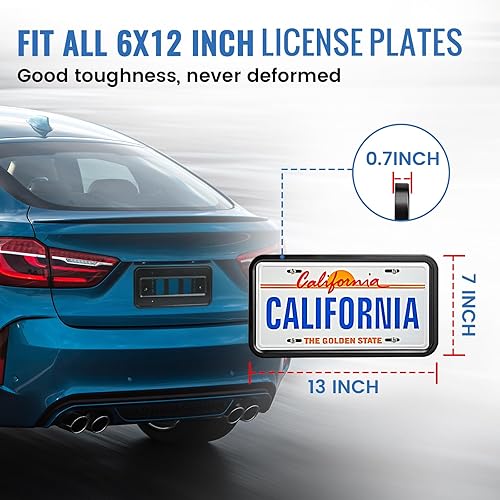 Miniatura 8 de EWAY Slimline - Soporte para placa de matrícula delantera y trasera para matrícula de automóvil universal de EE. UU., resistente de grado premium,