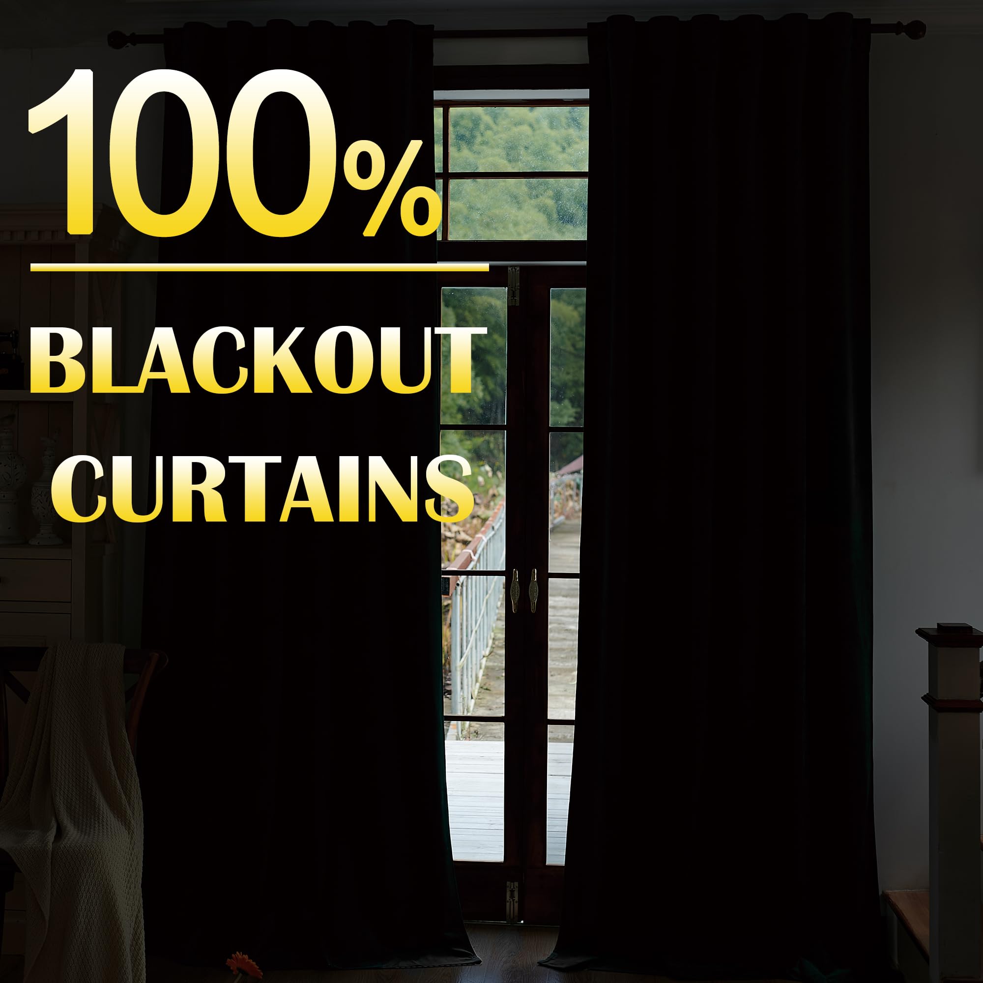 Timeper 100% Full Blackout 96 inches Long White Liner Velvet Curtains for Bedoom, Heavy Luxury Window Drapes Thermal Insulated Noise Reducing, Room Darkening, Rod Pocket Back Tab, 2 Panels
