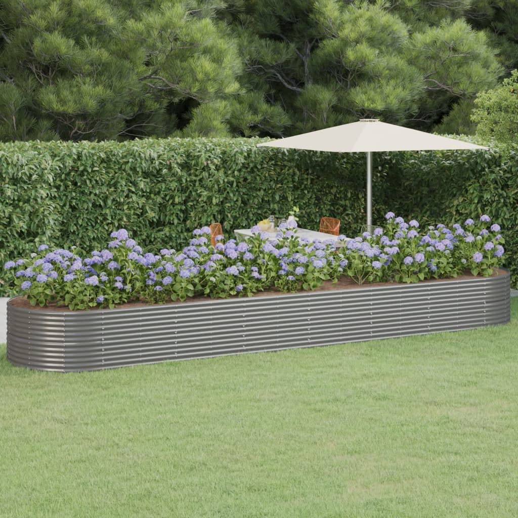 Jardinière surélevée en acier revêtu par pulvérisation - 584 x 140 x 68 cm - Gris - Pour jardin, balcon, terrasse - Robuste - Résistant aux intempéries - Avec grand espace de plantation