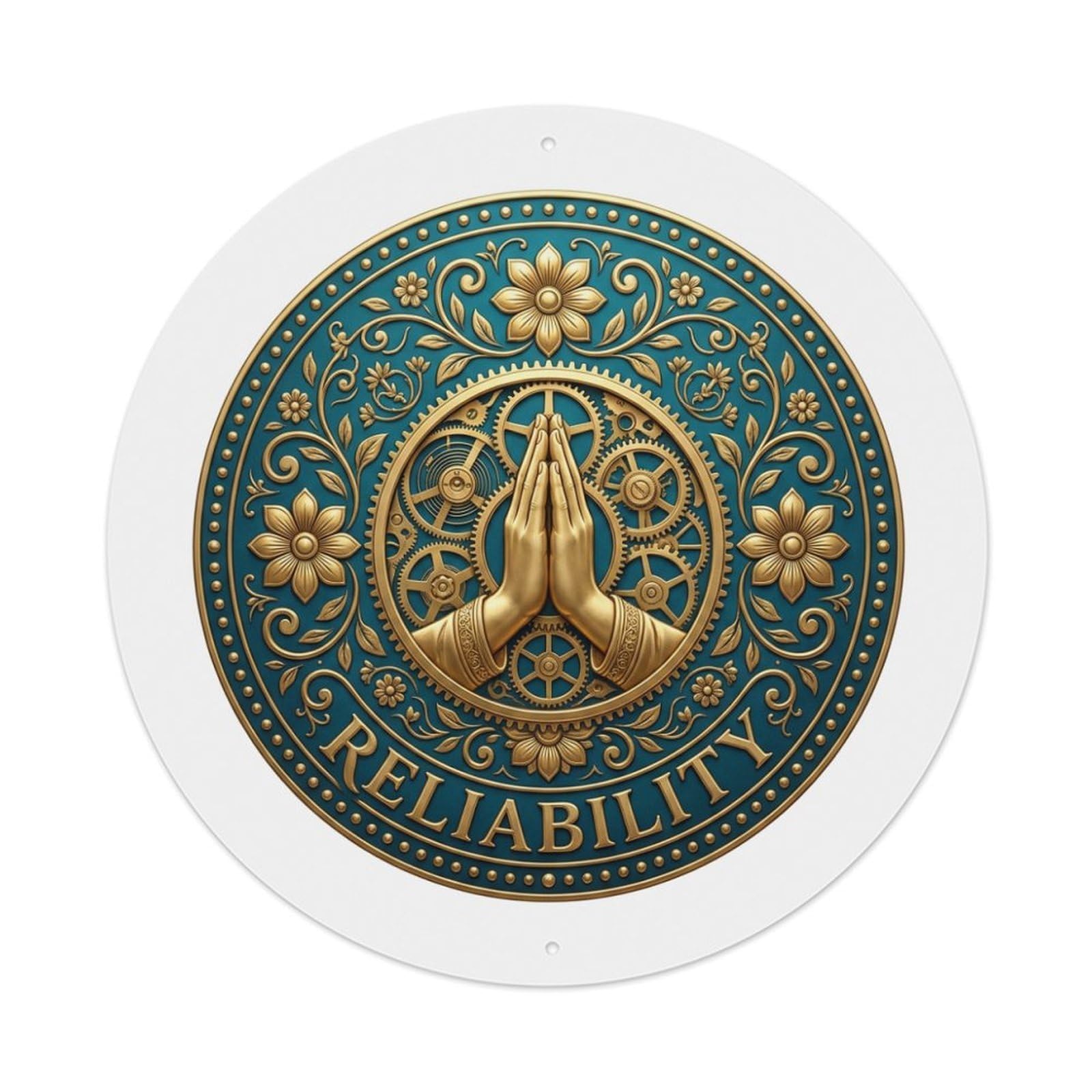 Fyrn Style Metal Tin Sign Vintage Namaste Praying Hands Reliability Flower Zen Yoga