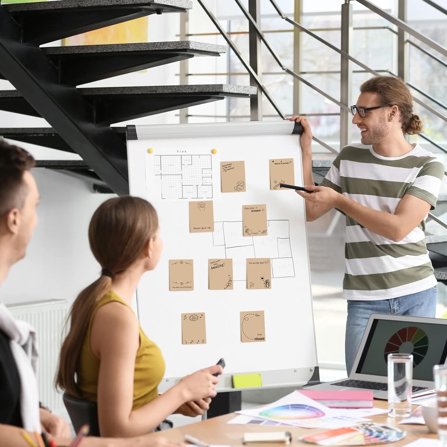 Geyee 12 Pcs Sticky Notes 3 x 4 Inch Cute Stick Notes Motivational Stick Pads Appreciation Self Sticky Memo Pads Post Adhesives for Office School, 30 Sheets Each - Image 6