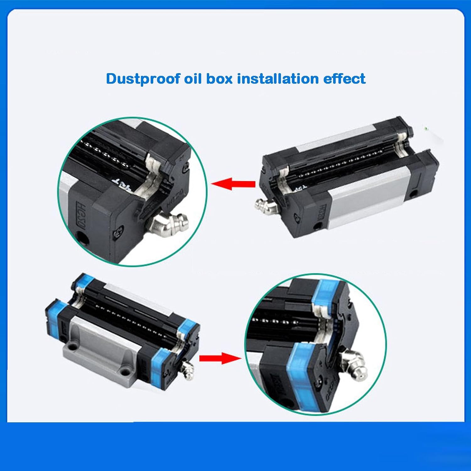 HGH15CA Linear Slider Block, 2pcs 15mm HG15 Square Bearing Slider Block with 2 Sets HV15 Self-Lubricating Dust-Proof Oil Box Dustproof Accessories for Guideway Rail as CNC Kit Part Replacement