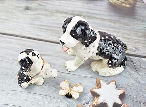 Miniatura 4 de Lindas cajas de baratijas de perro con bisagras esmaltadas pintadas a mano, estatuilla de animales, adornos artesanales, regalo único para