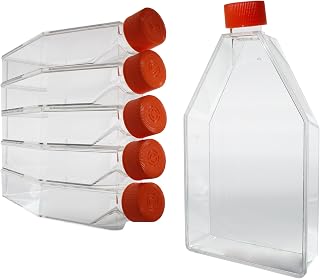 175 cm² Cell Culture Flasks with Vent Cap, Sterile Polystyrene Tissue Culture Treated, Optically Clear, Individually Wrapped, Pyrogen-Free –Pack of 5 PCS