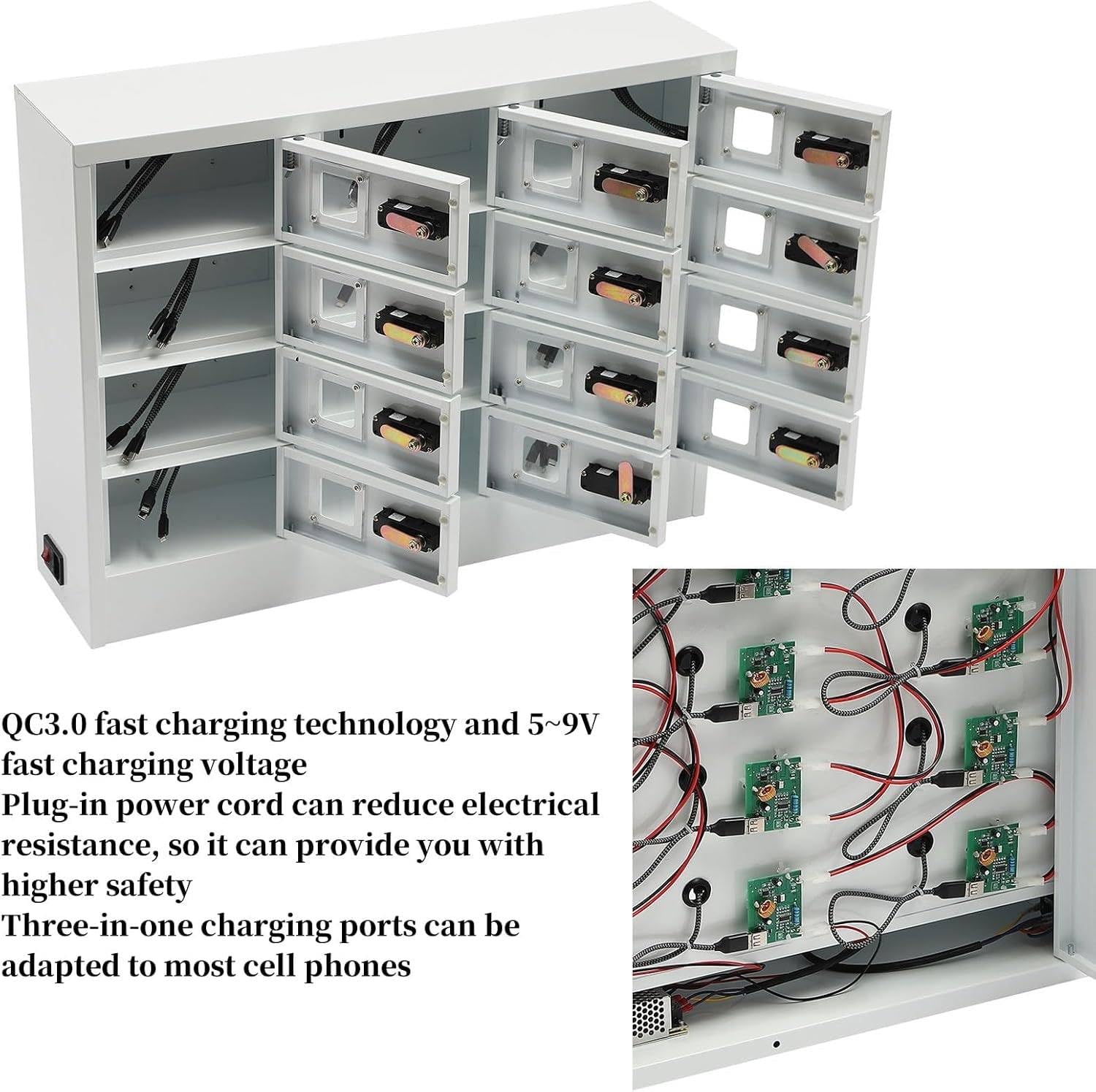 Mobiletto Di Ricarica per Telefono Cellulare, Armadietto Di Ricarica per Telefono, Armadietto per Cellulare Ricaricabile a 12 Slot, Armadietto Di Ricarica Con Serratura