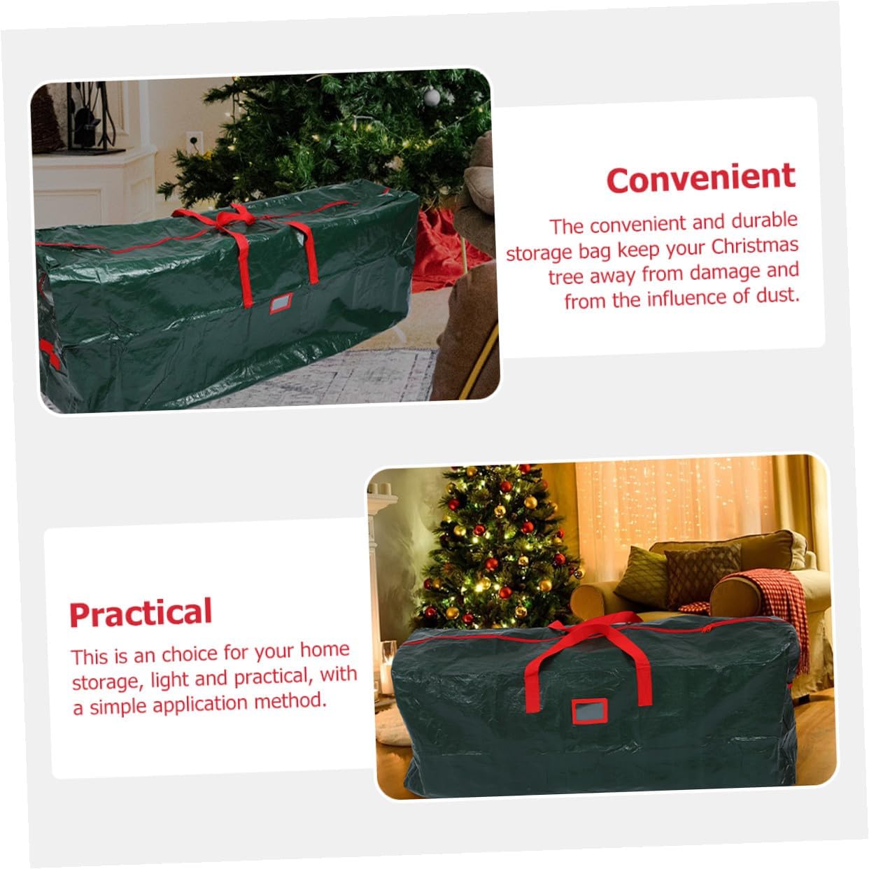 SECFOU Christmas Tree Storage Bag Waterproof Zippered Organizer with Handles 165.1x38.1x76.2cm Sturdy Holiday Storage Pouch for Artificial Trees Indoor Outdoor Use