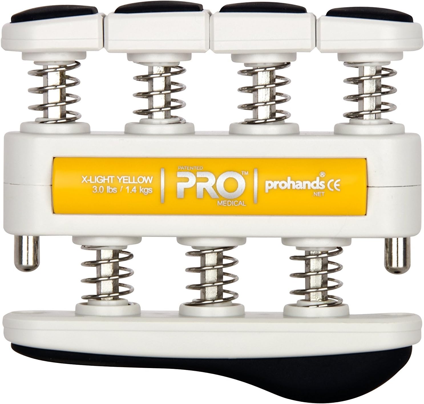 PRO Hand Exerciser, Finger Exerciser (Hand Grip Strengthener), Spring-Loaded, Finger-Piston System, Isolate and Exercise Each Finger, (3 lb X-Light Tension, Yellow-Pro Rehab)