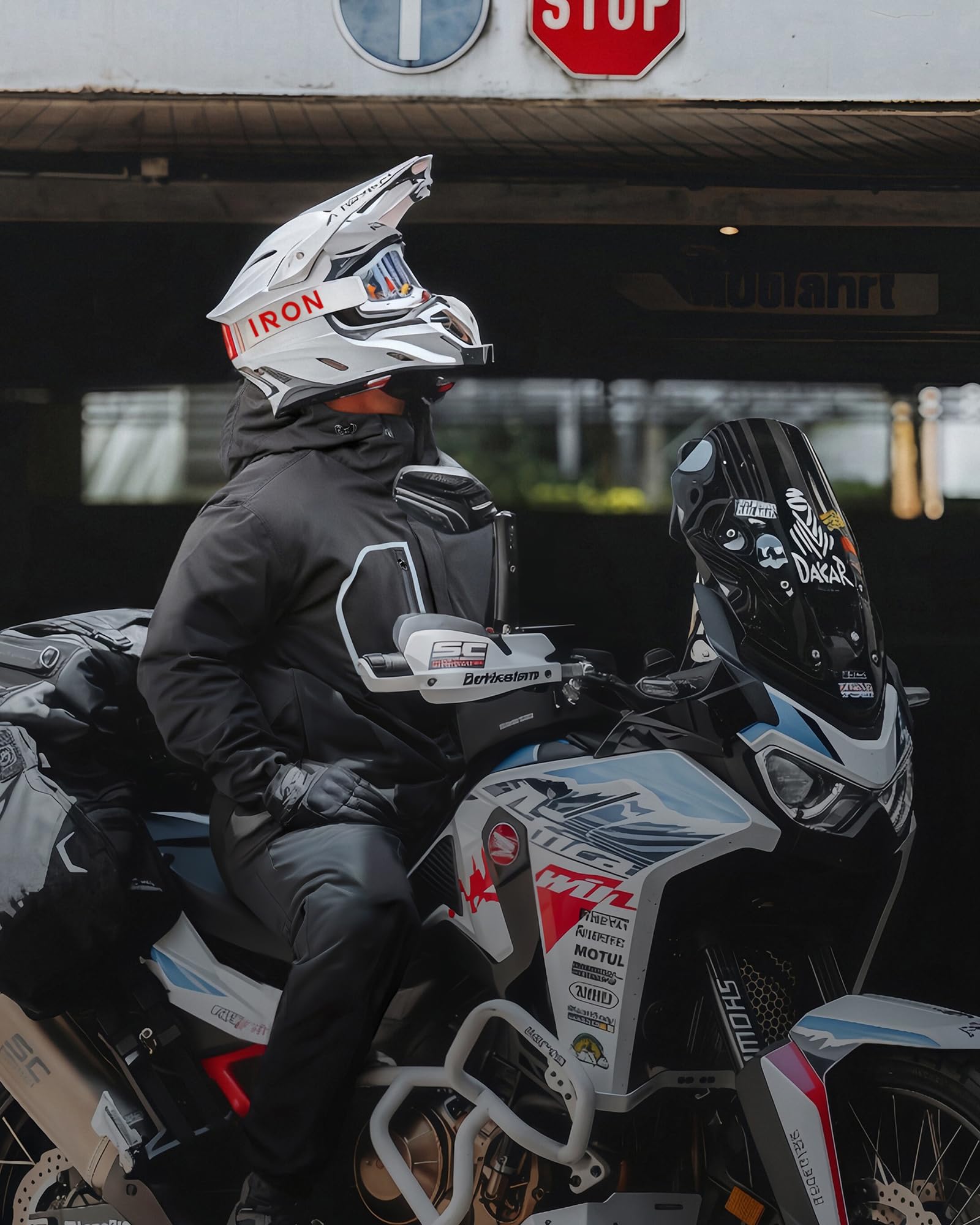 RIDEIRON Conjunto Lluvia Moto Hombre 2 Piezas - Impermeable 15000mm, Cortavientos con Reflectantes y Capucha