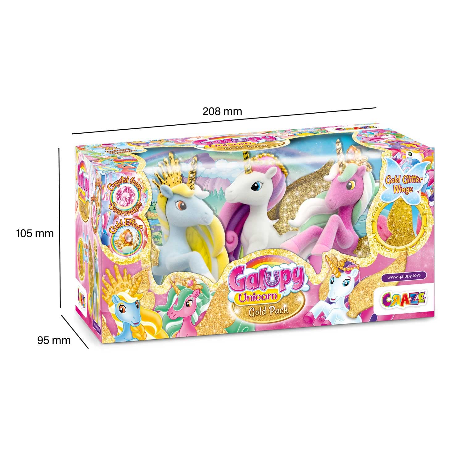 Galupy CRAZE Set di 3 Unicorno Bambina, Figure Unicorno da Collezione, 3 Unicorno Speciale, Giocattoli per Bambini 3 Anni