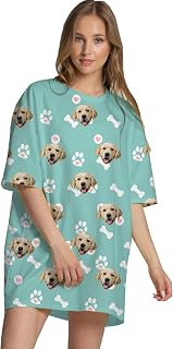 Artsadd Personalized Womens Nightgown Custom Face Pajamas Customized Photo Sleepwear House Dress Sleepshirt Nightdress