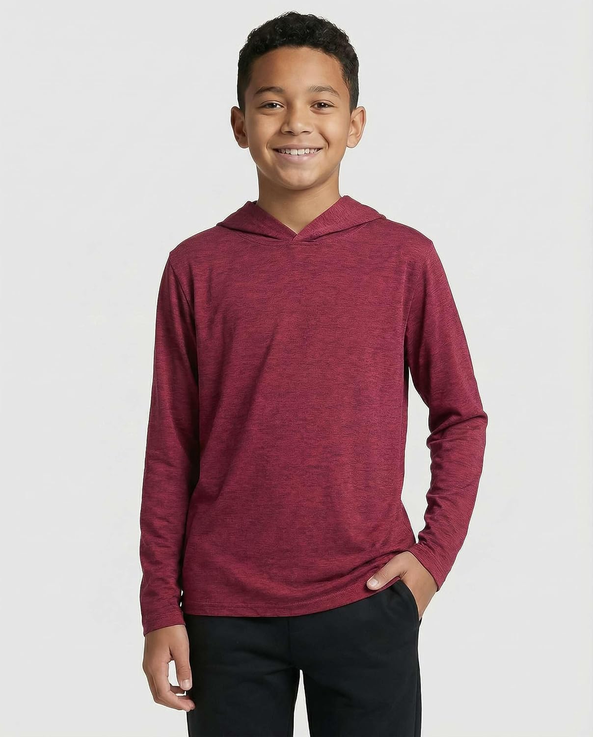 Real Essentials 3 Pack: Dry-Fit Youth Boys Teen Active Long Sleeve Hoodie Sweatshirts - Hooded Pullover Shirts