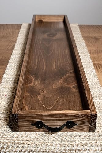 Farmhouse table trough-farmhouse table decor-tray for decor-farmhouse table tray centerpiece-dining room centerpiece-long wood tray (7" x 40",