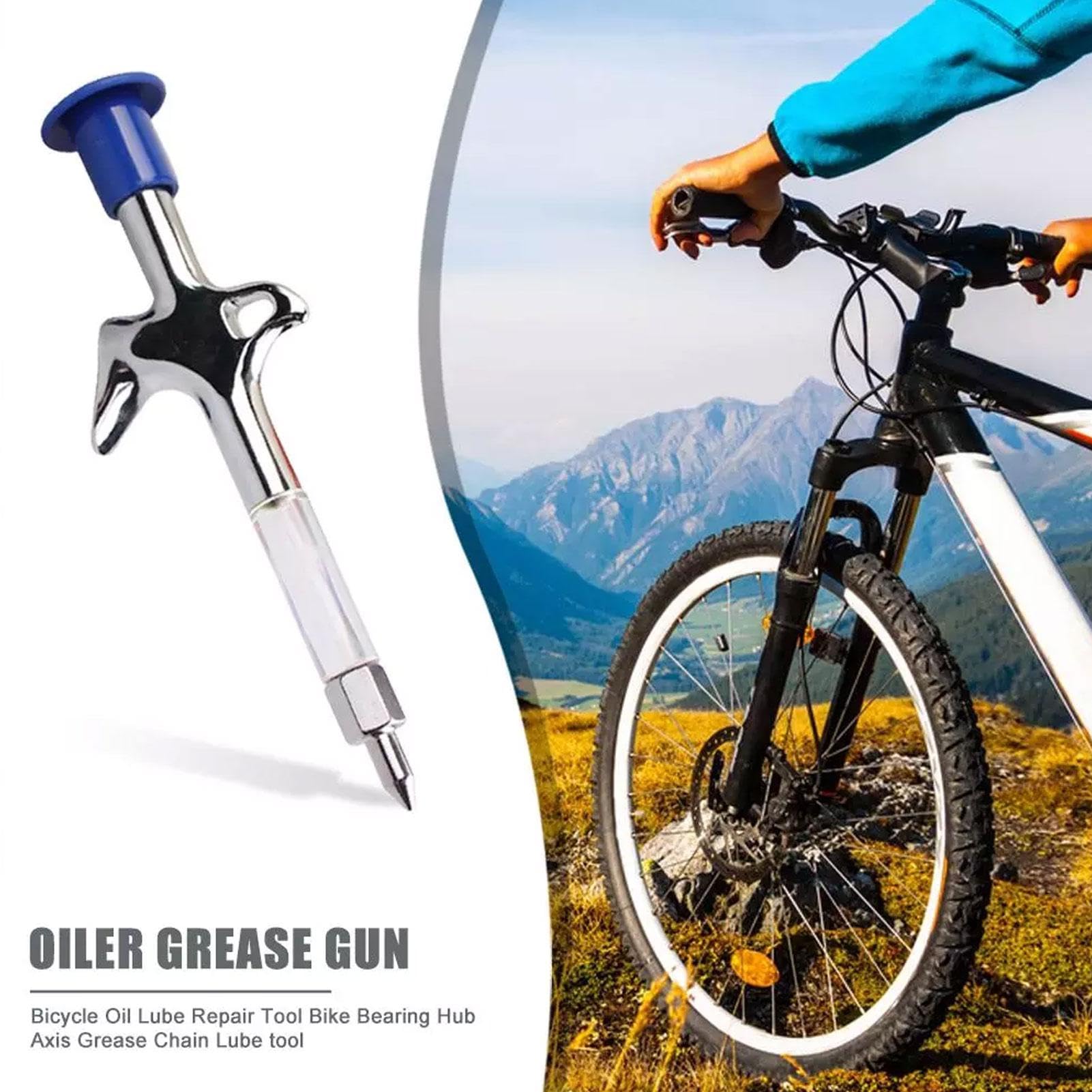 Pistola Inyectora De Grasa Para Bicicletas - Boquilla De 0.9 Mm, Filtro De Seguridad Integrado, De Aleación De Aluminio Y Cobre, Para Lubricar Cojinetes