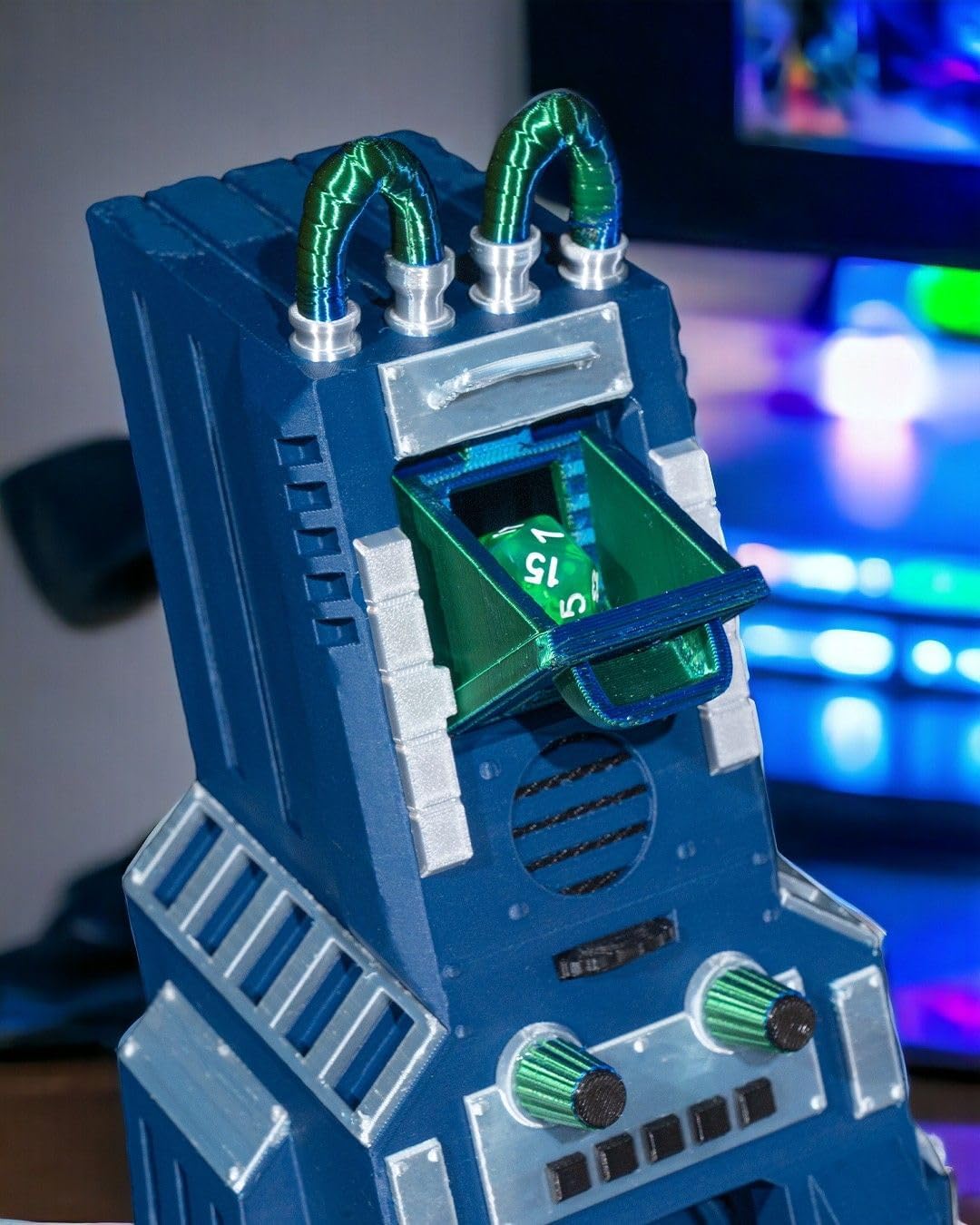 LED Control Panel Dice Tower, Automatic Electronic Dice Roller for DND, Magic The Gathering, Tabletop Games, Blue