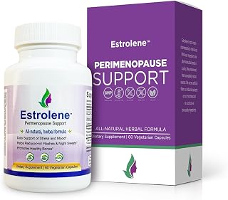 ESTROLENE Perimenopause Relief - Natural Supplement for Women Going Through Menopause Transition - Helps with Hot Flashes & Sweats, Fatigue and Mood Swings - 60 Capsule