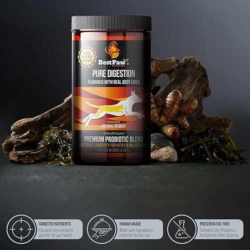 Miniatura 8 de Best Paw Nutrition Dog & Cat Premium probiótico prebiótico y enzimas digestivas 5 mil millones de UFC Aceite de coco de cúrcuma orgánico puro