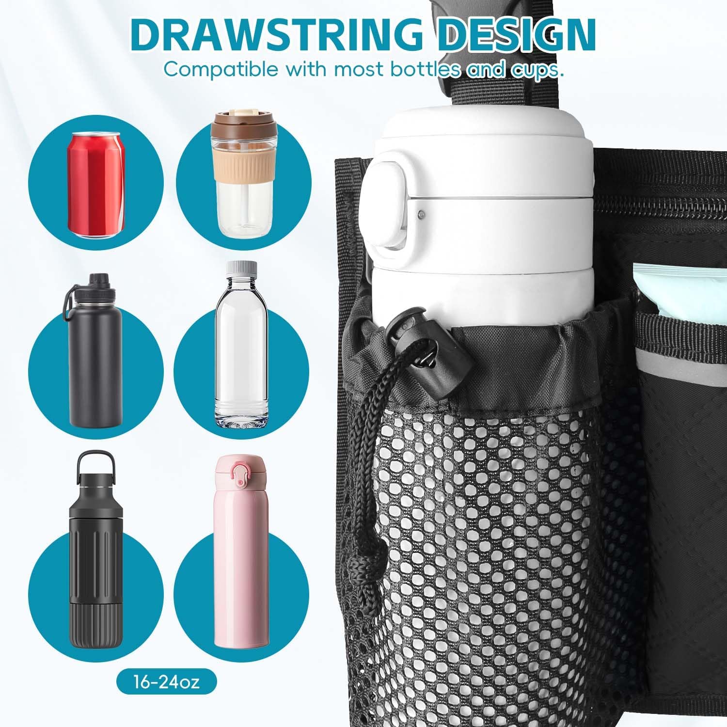 Wheelchair Bag with Cup Holder, Wheelchair Accessories Armrest Side Bag Multi Pockets Pouch for Electric Wheelchairs, Walker, Rollators & Mobility Scooters, Adults, Seniors, Black - Image 6