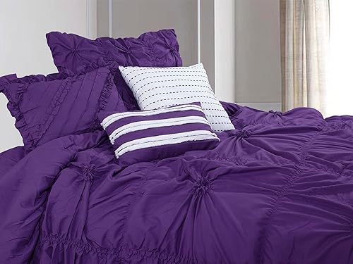 Miniatura 9 de Elegant Comfort Amy - Edredón de gran tamaño de 12 piezas, juego de sábanas de 6 piezas con bolsillos inteligentes y almohadas decorativas a juego,