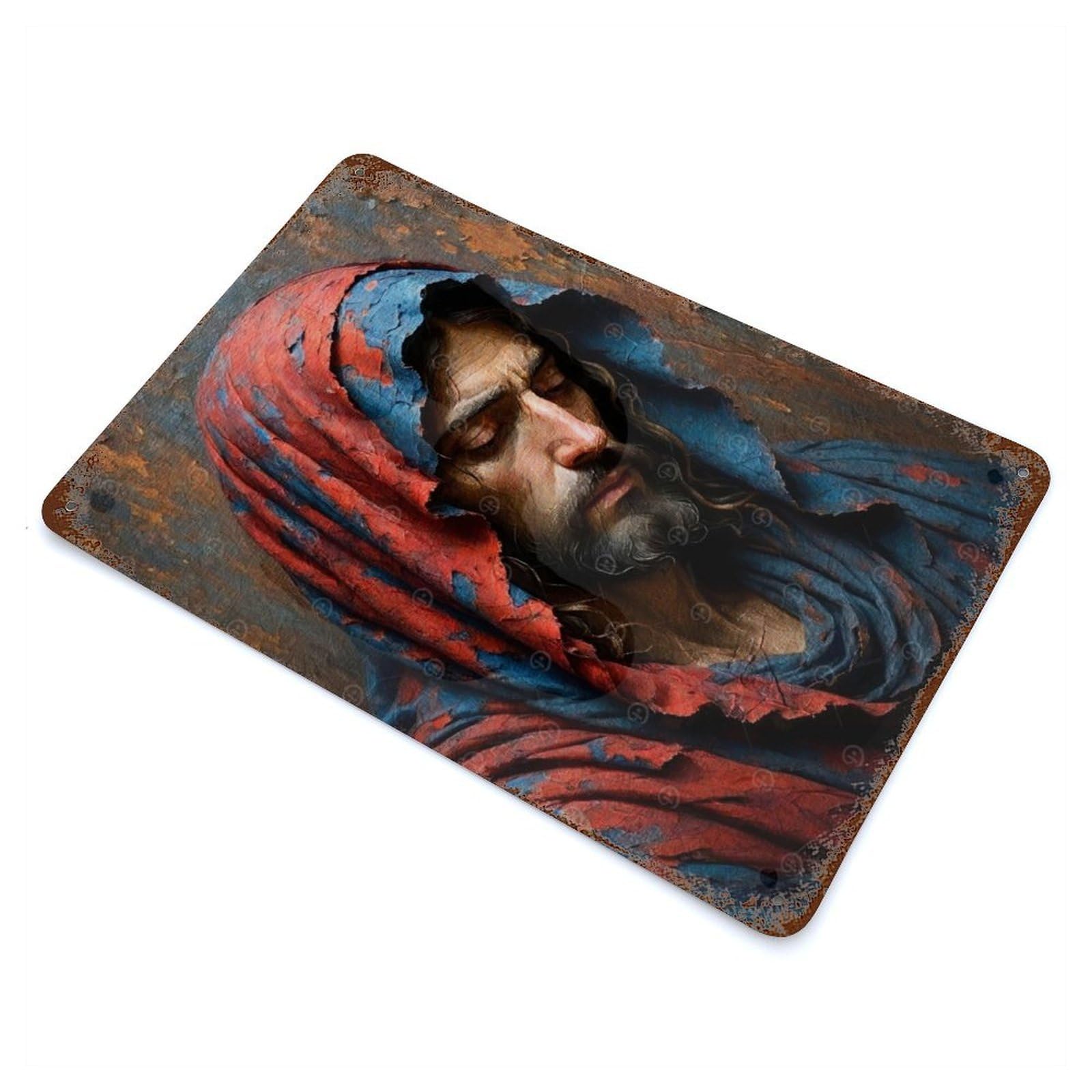 Man in Red And Blue Robe Decorative Tin Sign 11.8"x7.9", Old School Wall Decor for Garage, Pub Or Kitchen