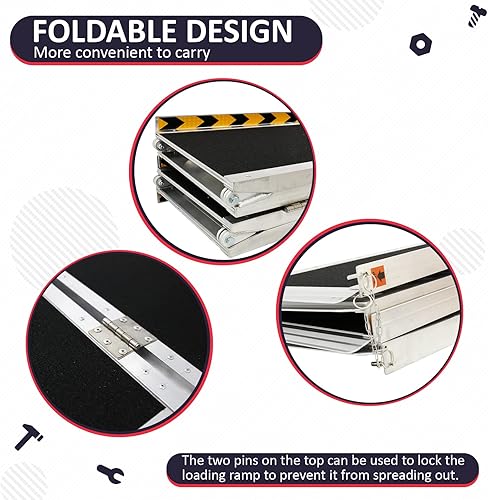 Miniatura 3 de PENSUN Rampa para silla de ruedas de 6 pies, rampas de umbral de 72 pulgadas de largo x 29 pulgadas de ancho, rampas para sillas de ruedas plegables