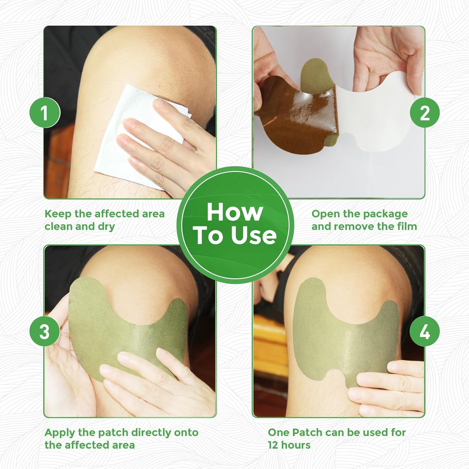 Knee Patches, Heat Patches for Knee, Back,Neck, Shoulder, Ankle, Natural Herbs Patches, Long Lasting and Fast Acting for Muscle, UP to 12 Hours | 10 Count image 4 of 6 B0DBGY4VR8