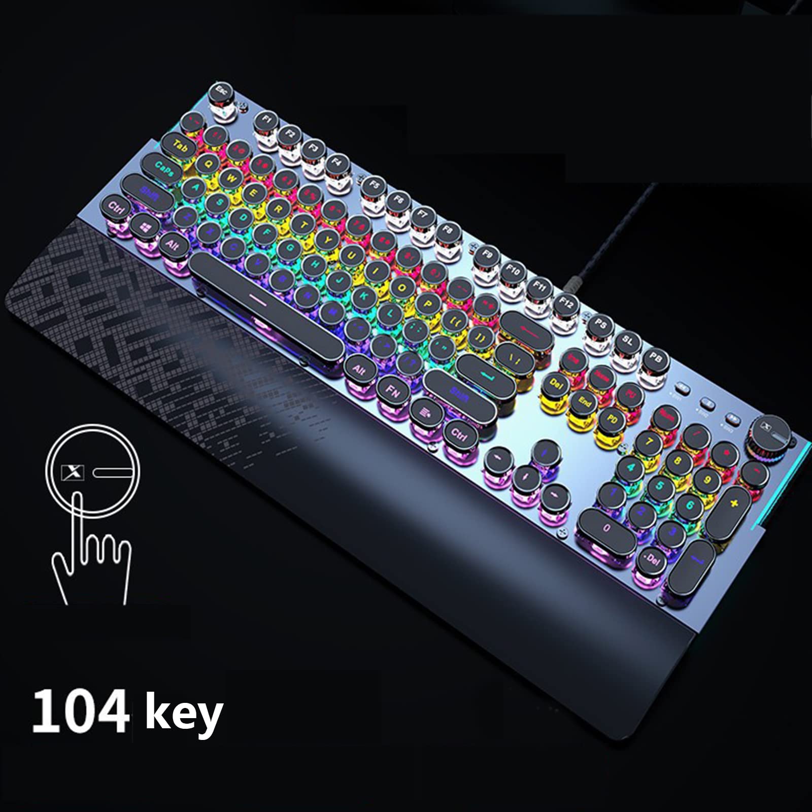ADMLZQQ Mechaniczna klawiatura gamingowa, niebieskie przełączniki 105 klawiszy antyghostingowe z dynamicznym podświetleniem LED 34, ergonomiczna mechaniczna klawiatura do gier, przewodowa USB do
